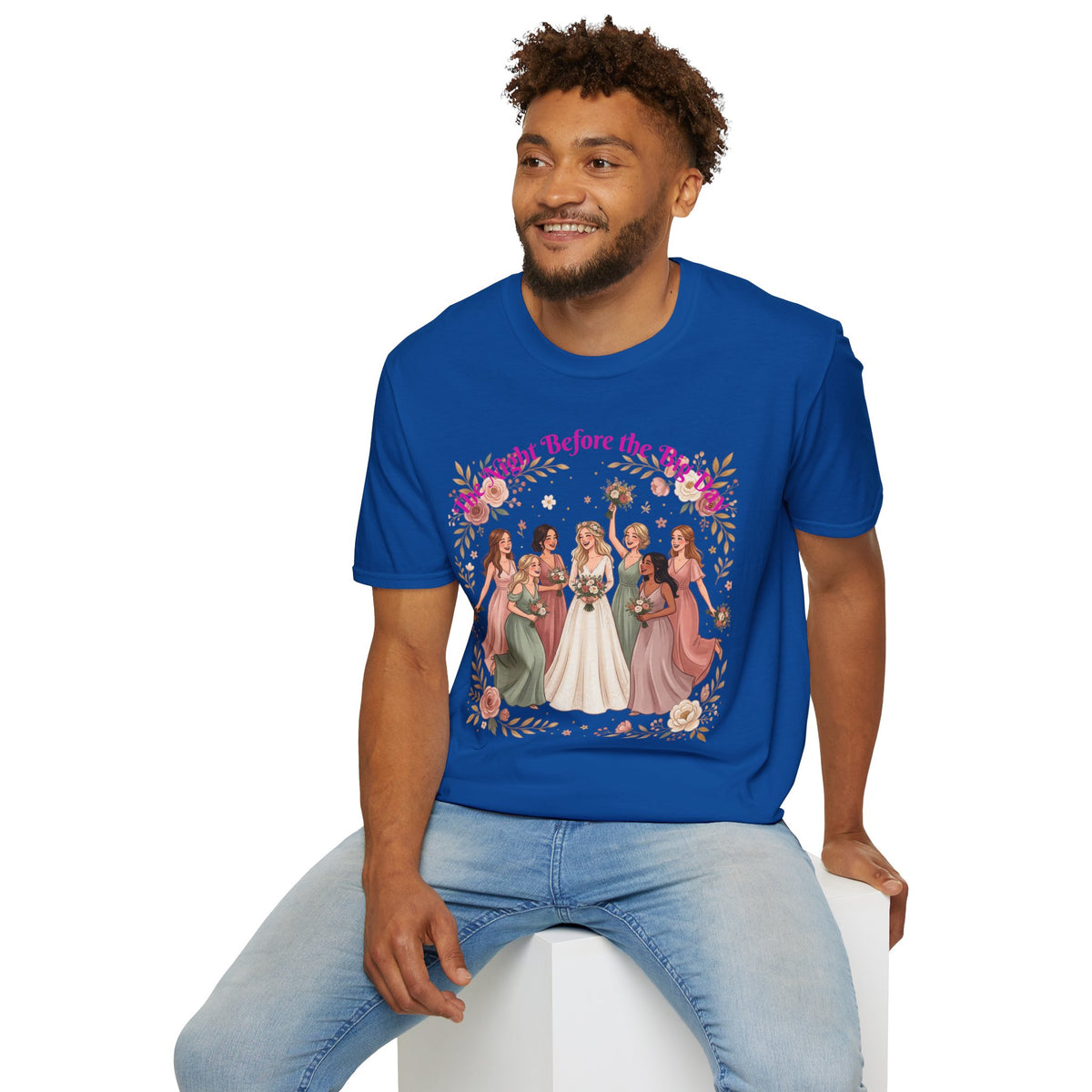 Bride and Bridesmaids Illustration T-Shirt | Floral Wedding Bridal Party Design