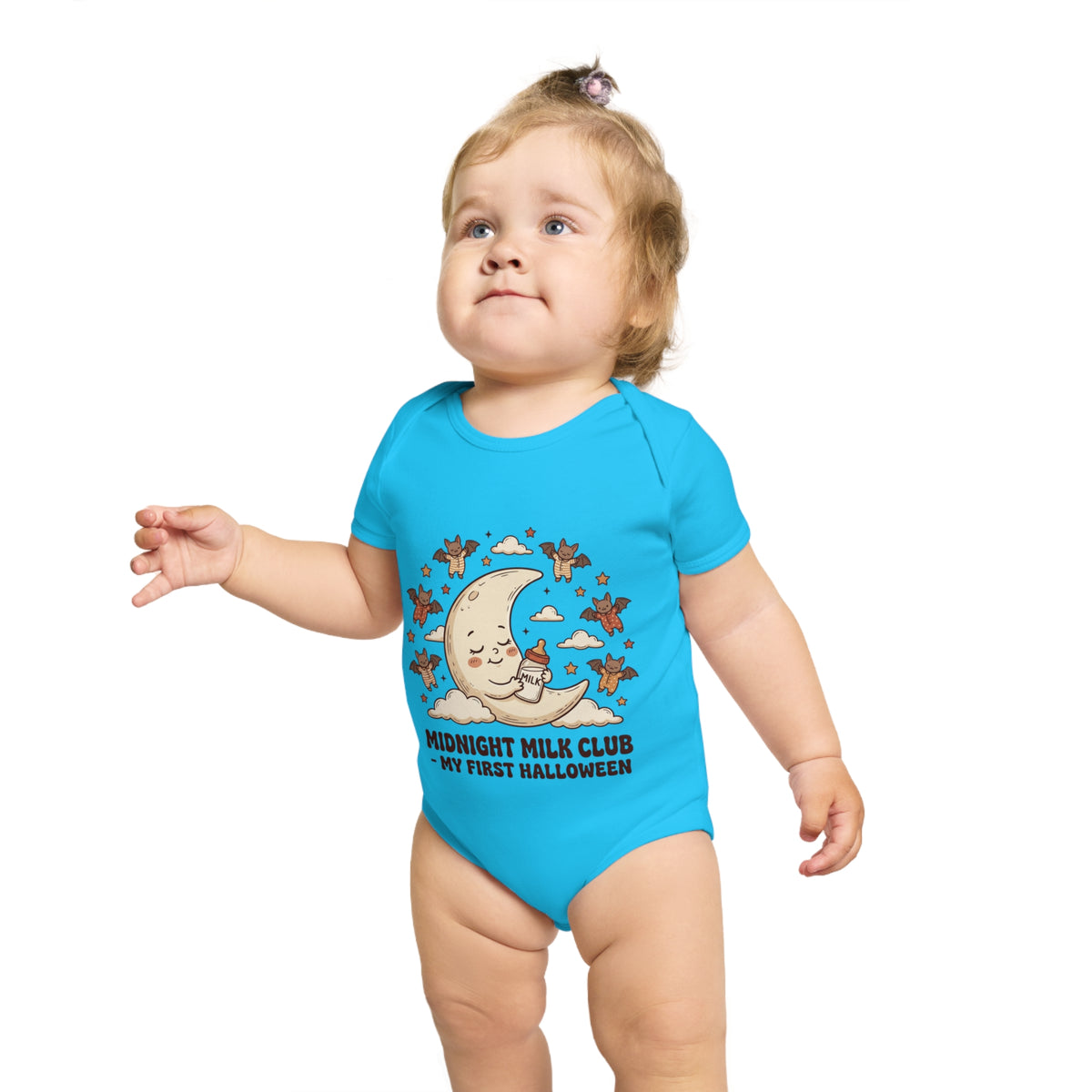 Halloween Baby Bodysuit — "Midnight Milk Club: My First Halloween" Cute Moon & Cupcake Infant One-Piece