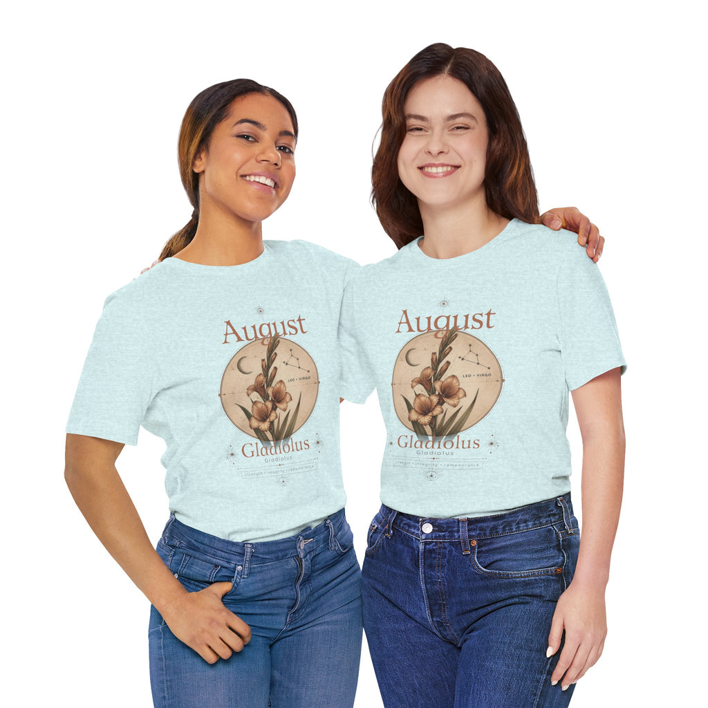 August Birth Flower Gladiolus Floral Tee
