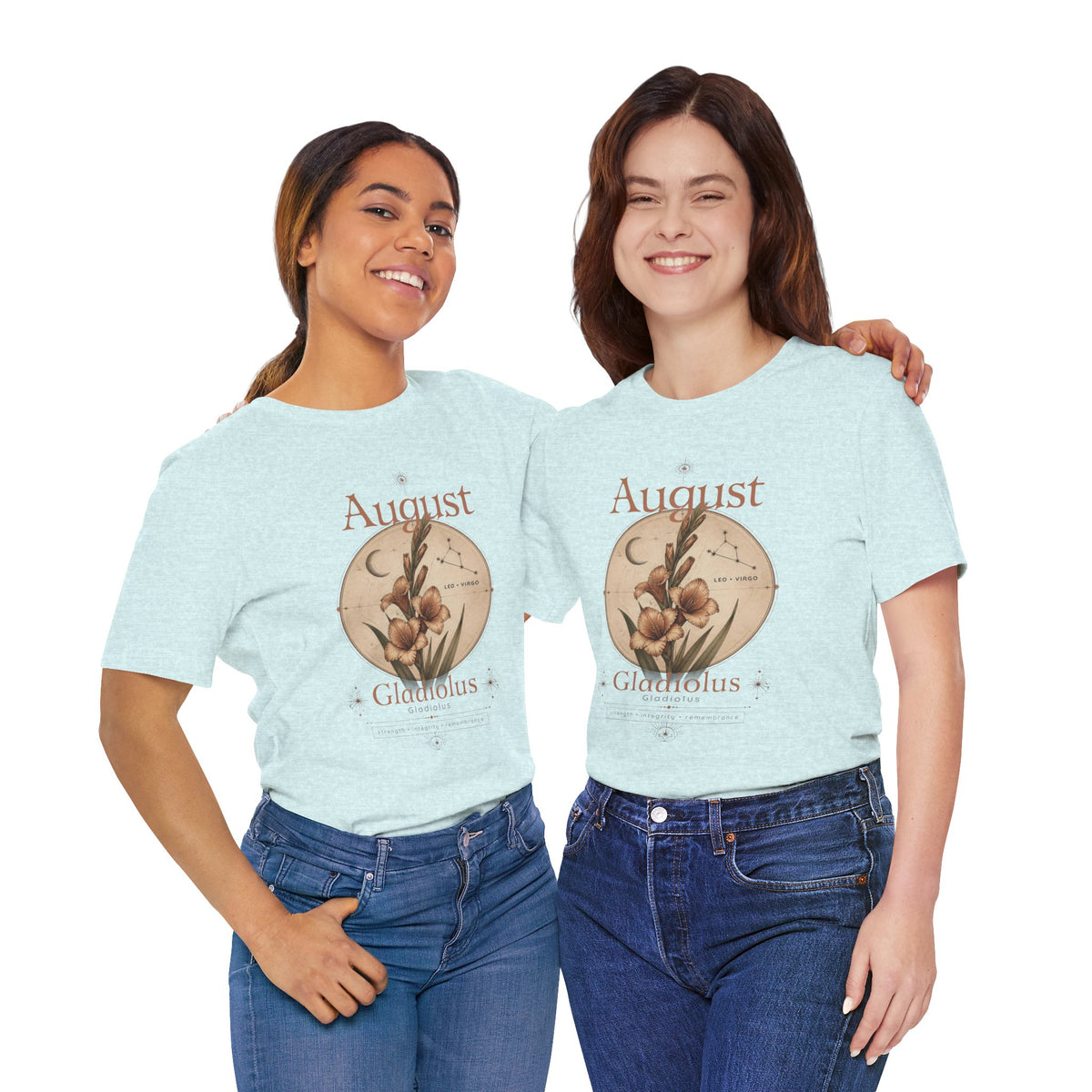 August Birth Flower Gladiolus Floral Tee