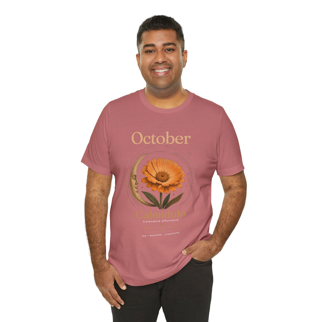 October Birth Flower Calendula T‑Shirt – Floral Birth Month Tee