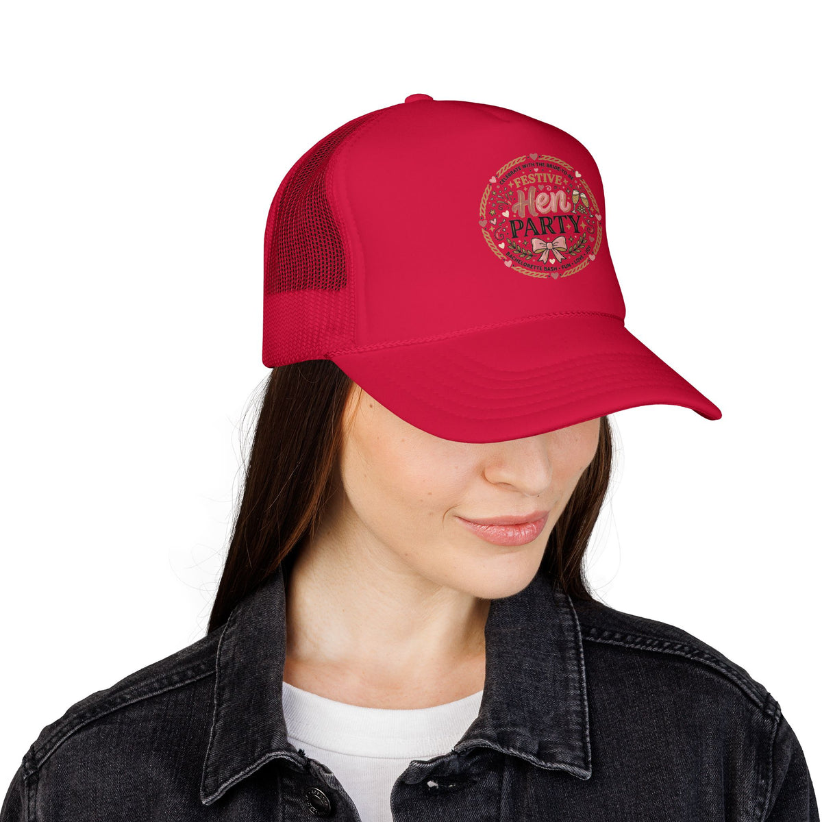 Hen Party Festive Foam Trucker Hat | Floral Wreath Design
