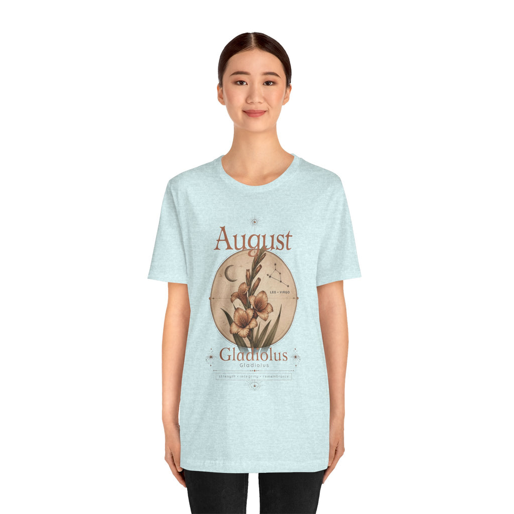 August Birth Flower Gladiolus Floral Tee