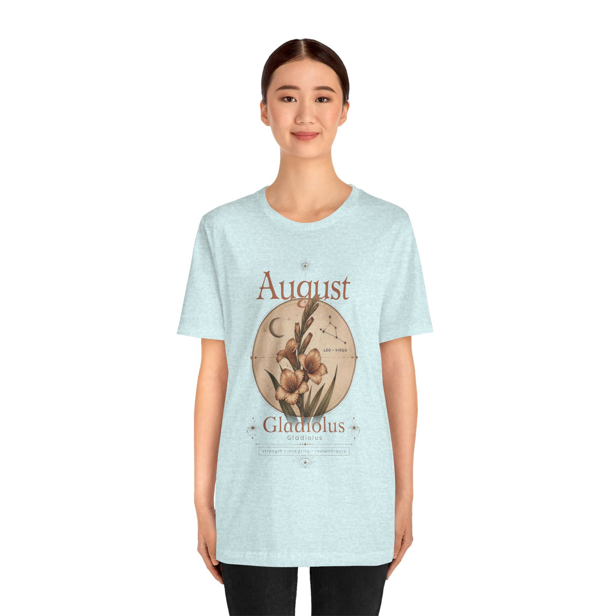 August Birth Flower Gladiolus Floral Tee