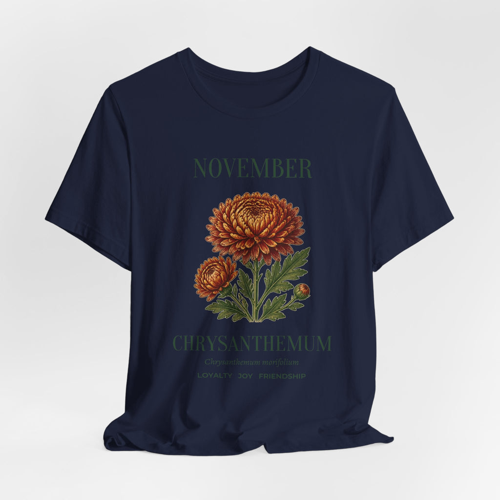 November Birth Flower Tee | Chrysanthemum Celestial Design | Birthday Gift