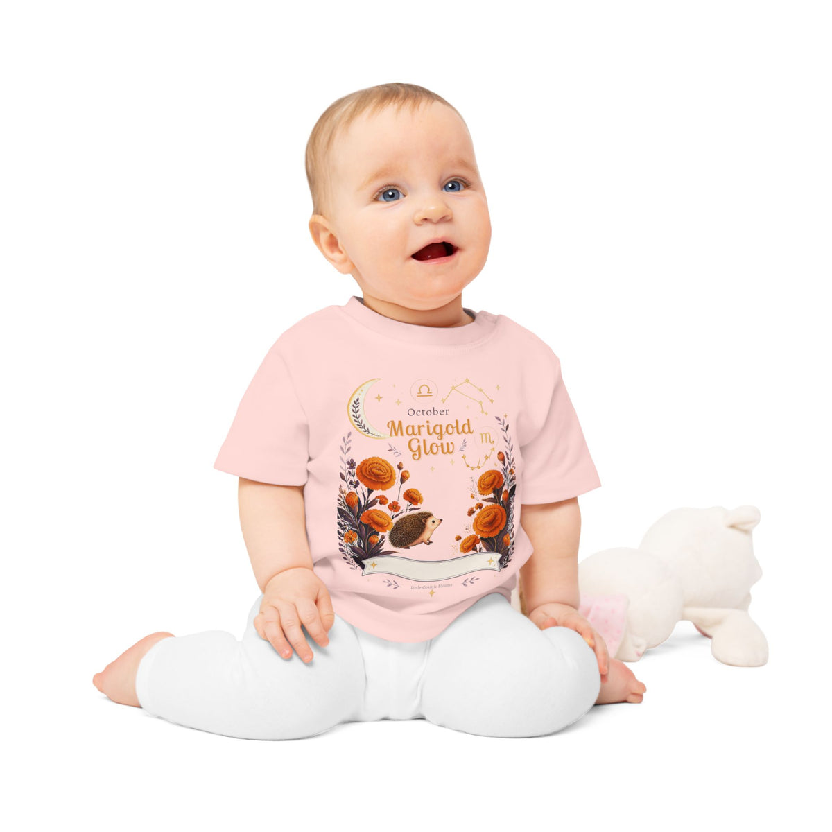 October Marigold Baby T-Shirt — 'Marigold Glow' Autumn Floral Baby Tee