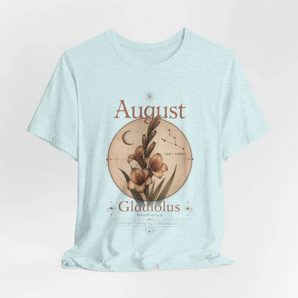 August Birth Flower Gladiolus Floral Tee