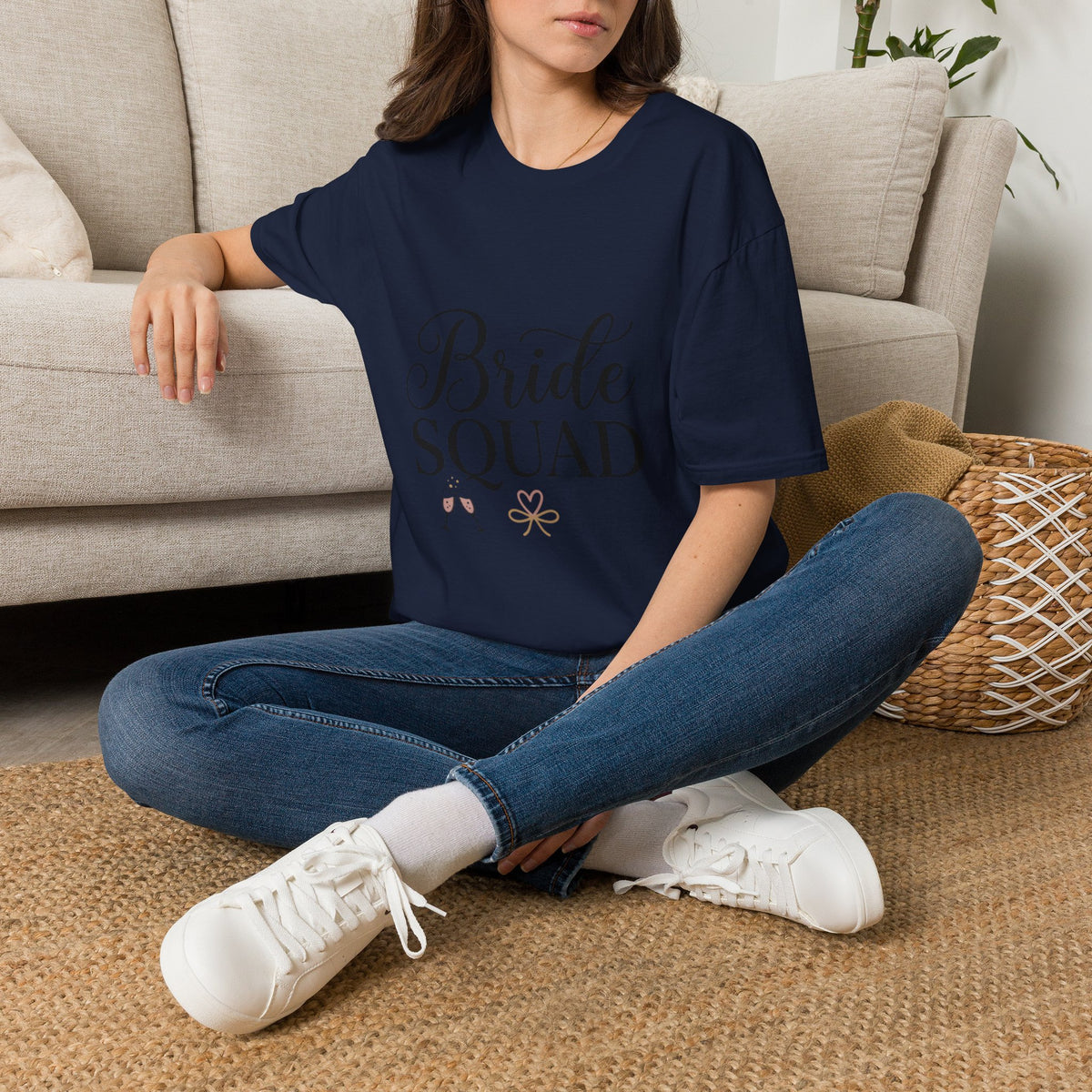 Bride Squad T-Shirt — Bachelorette Party Bridesmaid Tee with Champagne Icons