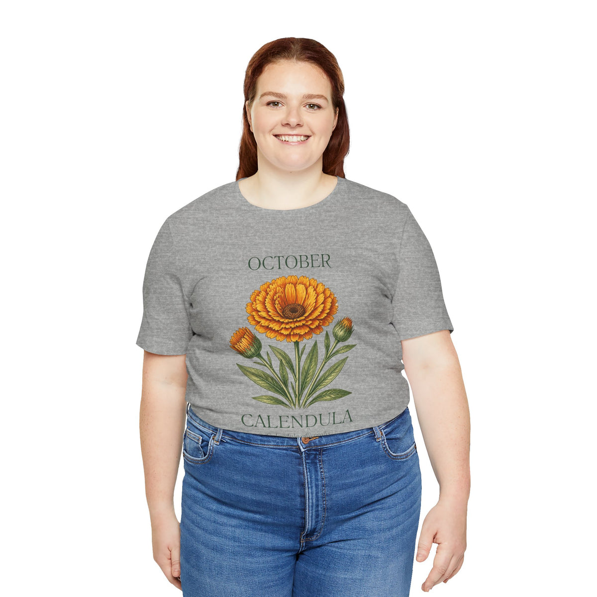 October Birth Flower Tee | Marigold & Cosmos Celestial Design | Birthday Gift