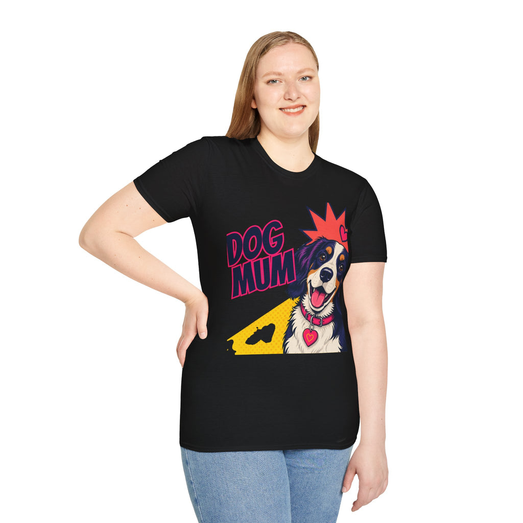 Dog Mum Pop Art T-Shirt | Happy Dog Portrait, Heart Collar