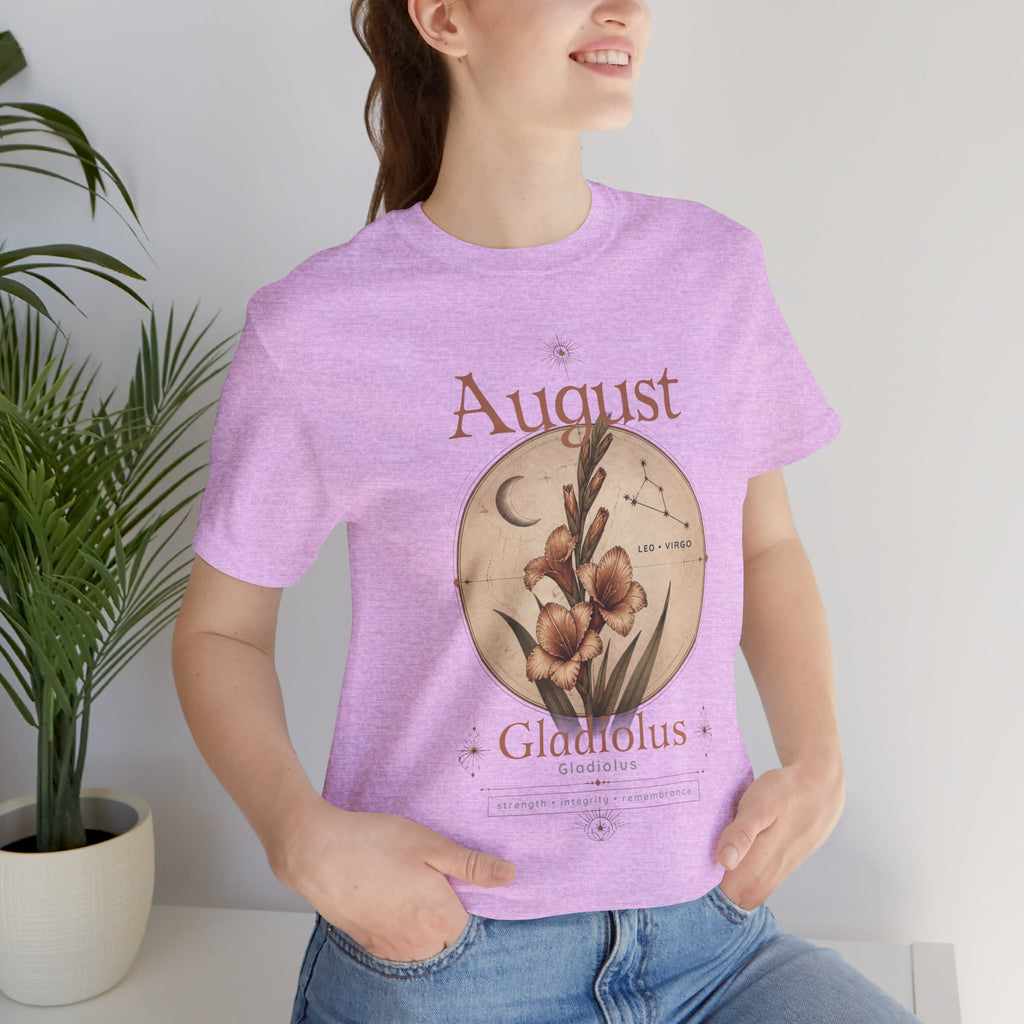 August Birth Flower Gladiolus Floral Tee