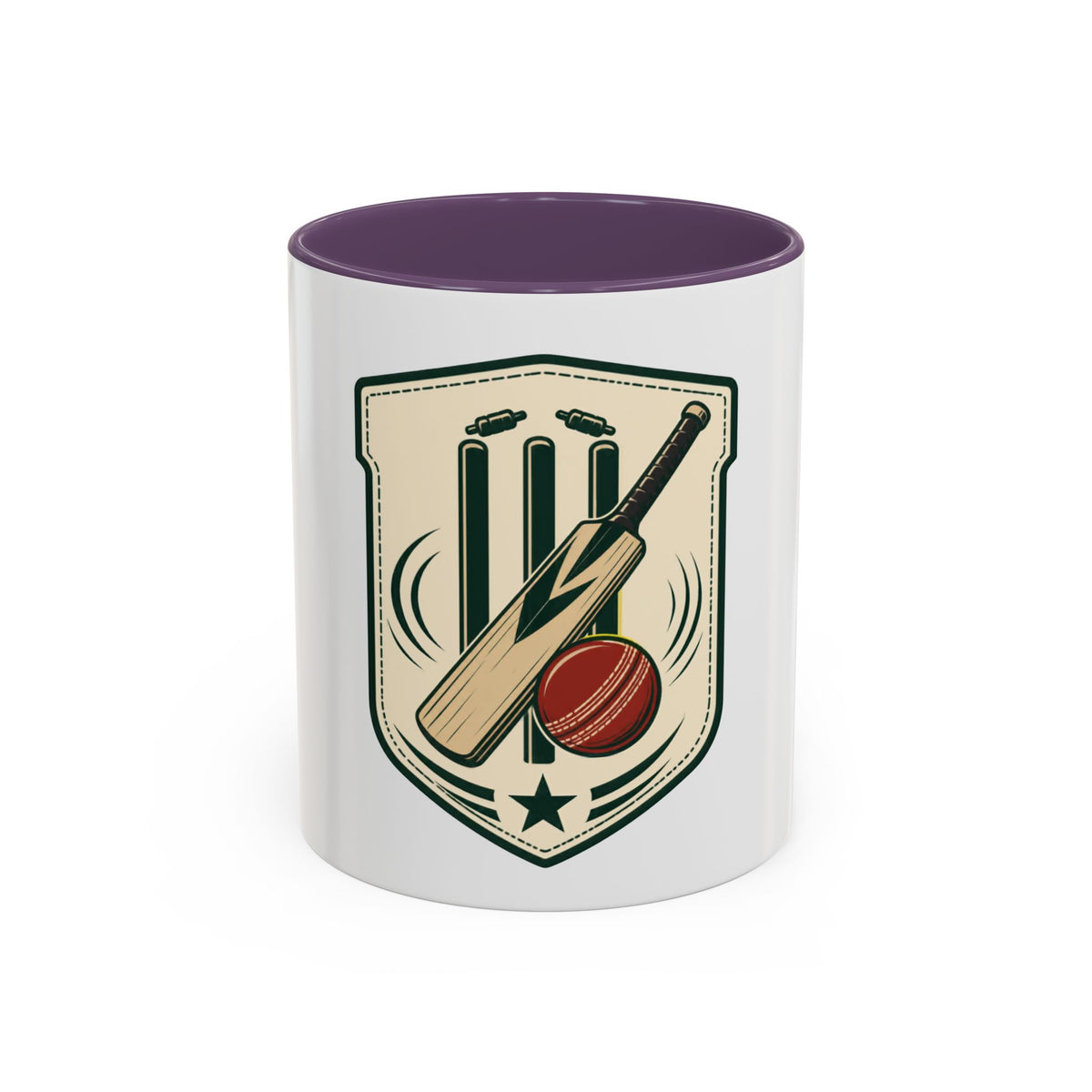 Cricket Crest Accent Mug — Vintage Bat & Ball Coffee Cup (11/15oz)