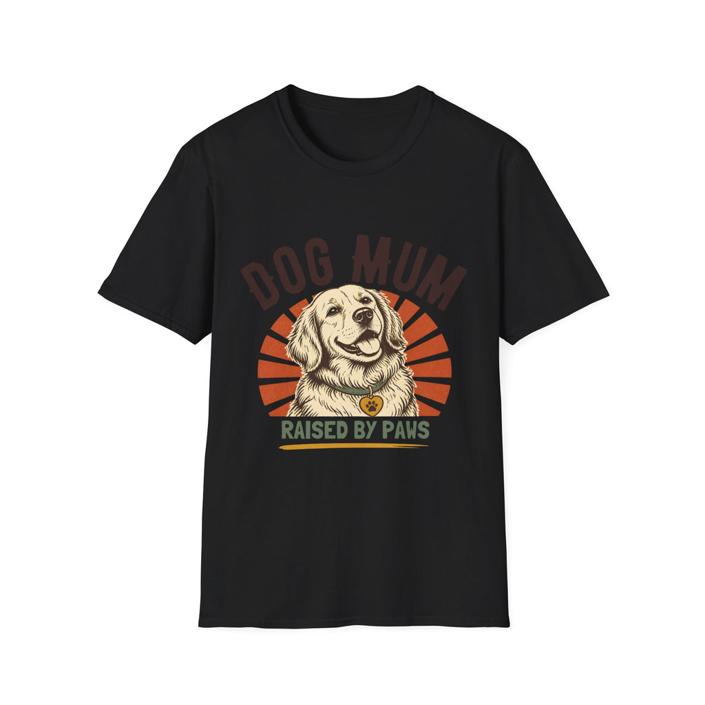 Dog Mum Raised By Paws T-Shirt | Golden Retriever Retro