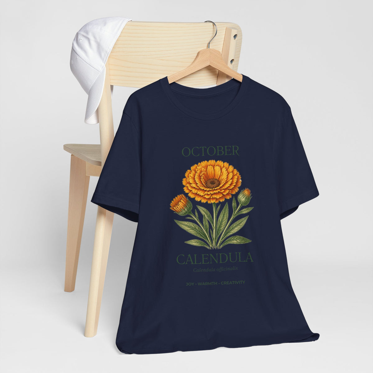 October Birth Flower Tee | Marigold & Cosmos Celestial Design | Birthday Gift