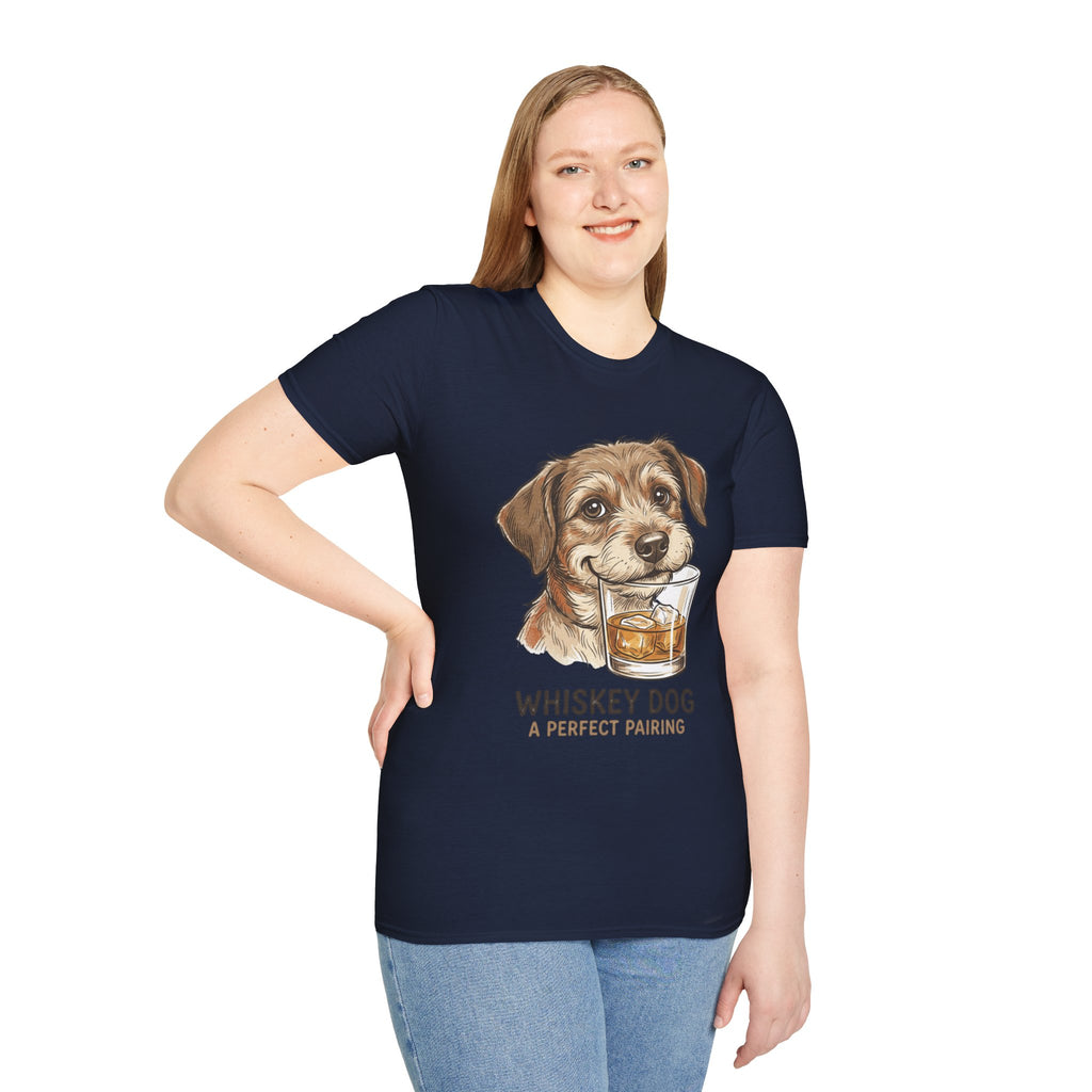 Whiskey Dog A Perfect Pairing T-Shirt | Dog & Whiskey Illustration