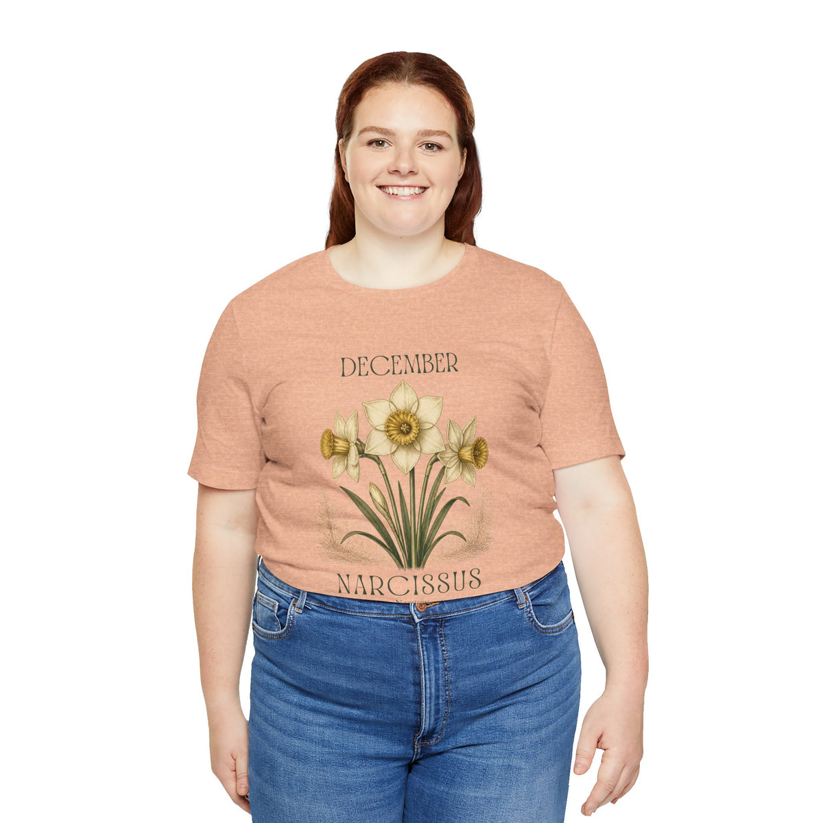 December Birth Flower Tee | Narcissus & Holly Celestial Design | Birthday Gift