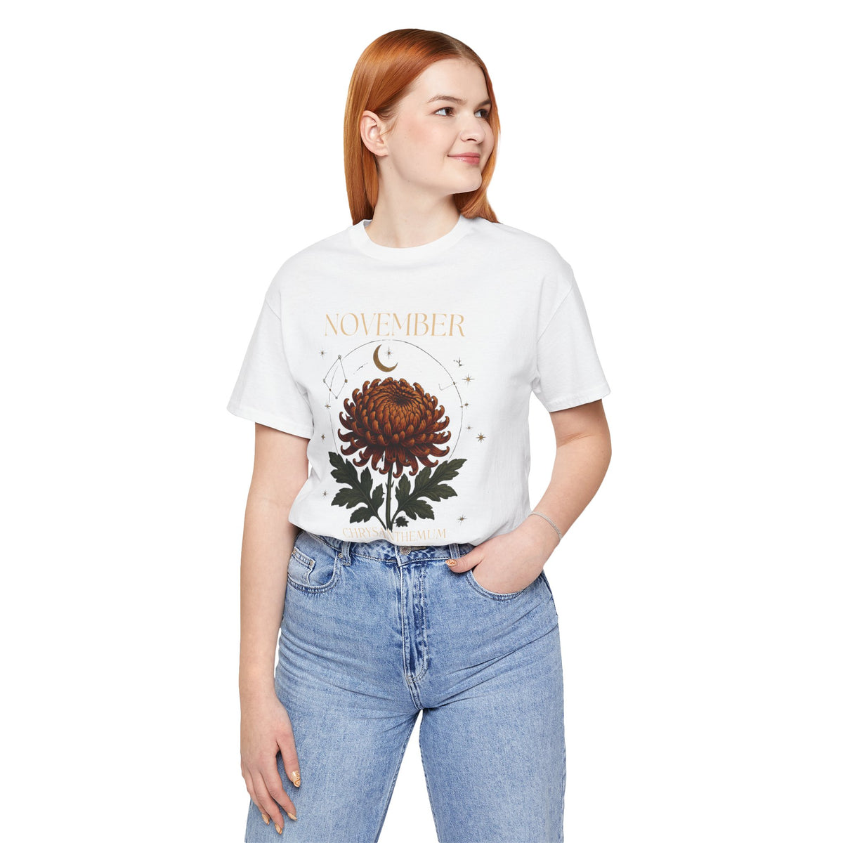 November Birth Flower Chrysanthemum Tee — Floral Birth Month T-Shirt