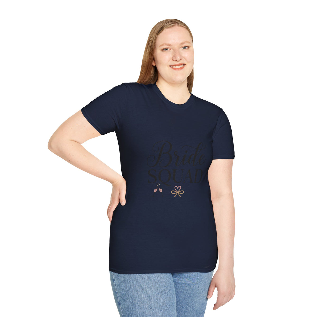 Bride Squad T-Shirt — Bachelorette Party Bridesmaid Tee with Champagne Icons