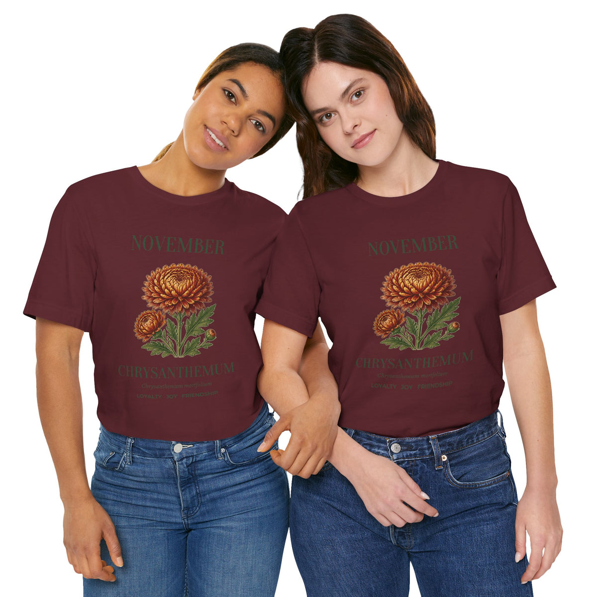 November Birth Flower Tee | Chrysanthemum Celestial Design | Birthday Gift