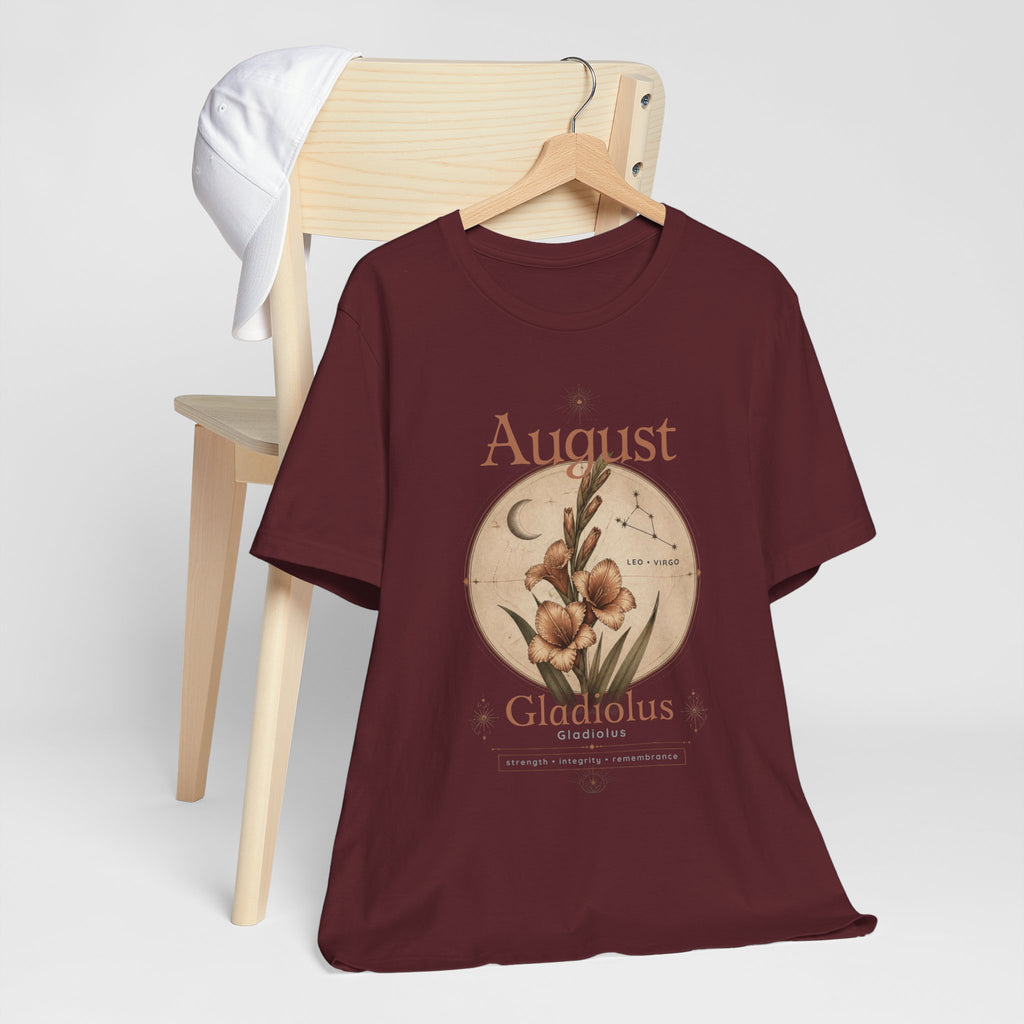 August Birth Flower Gladiolus Floral Tee