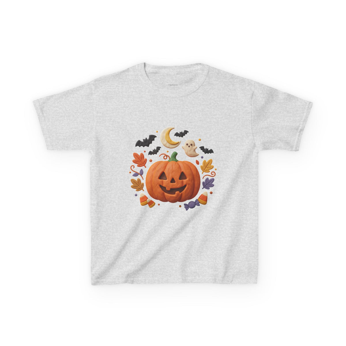 Jack-o'-Lantern Pumpkin Kids Tee | Halloween Ghosts, Bats, Moon, Autumn Leaves