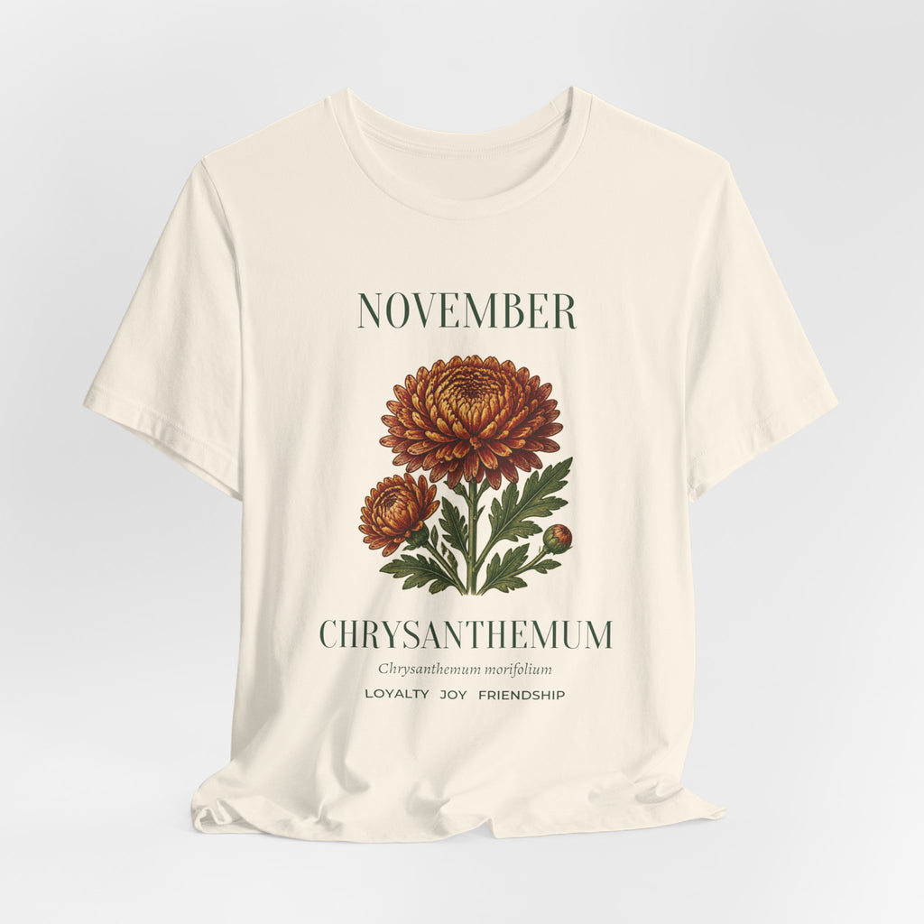 November Birth Flower Tee | Chrysanthemum Celestial Design | Birthday Gift