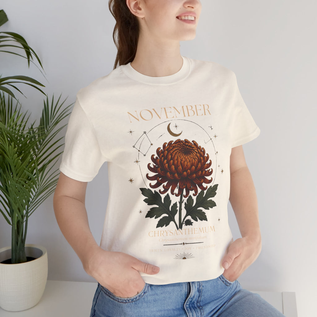 November Birth Flower Chrysanthemum Tee — Floral Birth Month T-Shirt