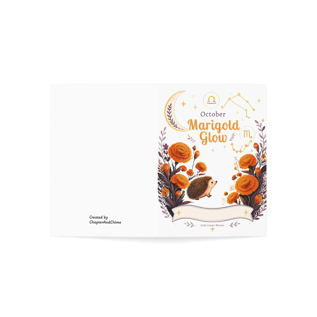 October Birth Marigold Glow Greeting Card — Zodiac Libra Autumn Floral Note (1/10/30/50 pcs)