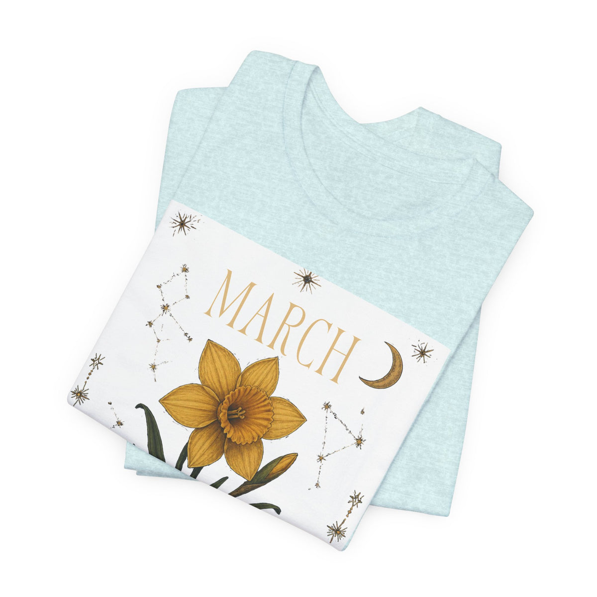 March Zodiac/Celestial aesthetics with birth flower — Birth Month Flower Tee