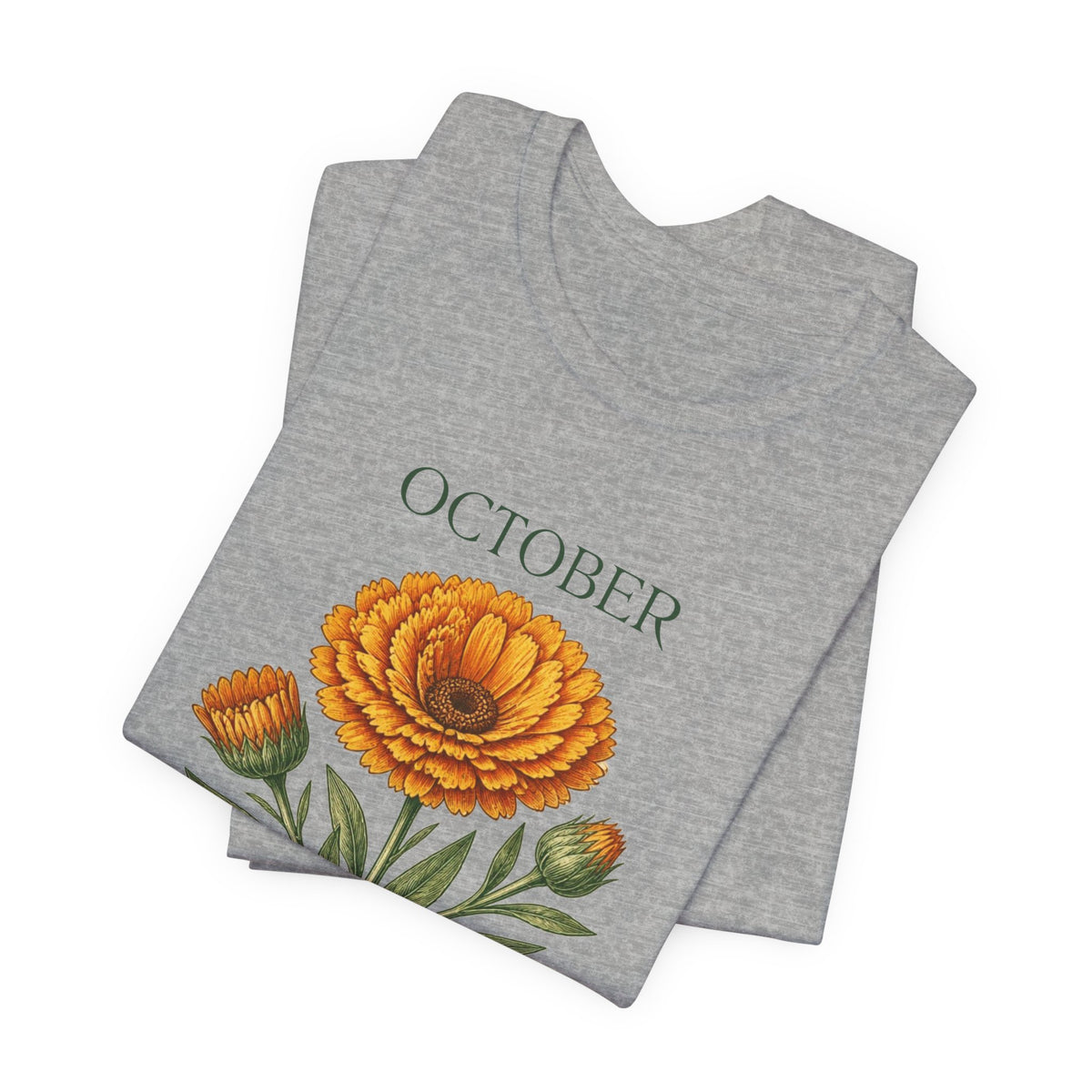 October Birth Flower Tee | Marigold & Cosmos Celestial Design | Birthday Gift