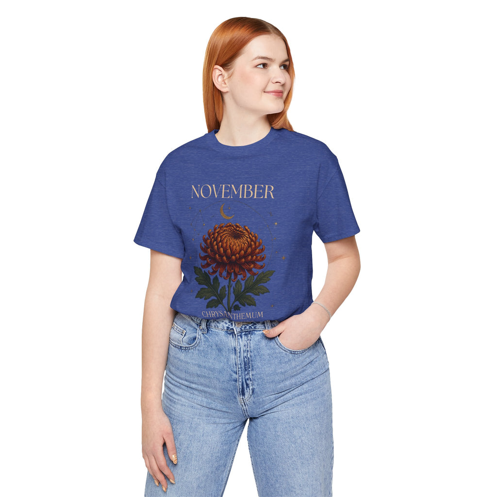 November Birth Flower Chrysanthemum Tee — Floral Birth Month T-Shirt