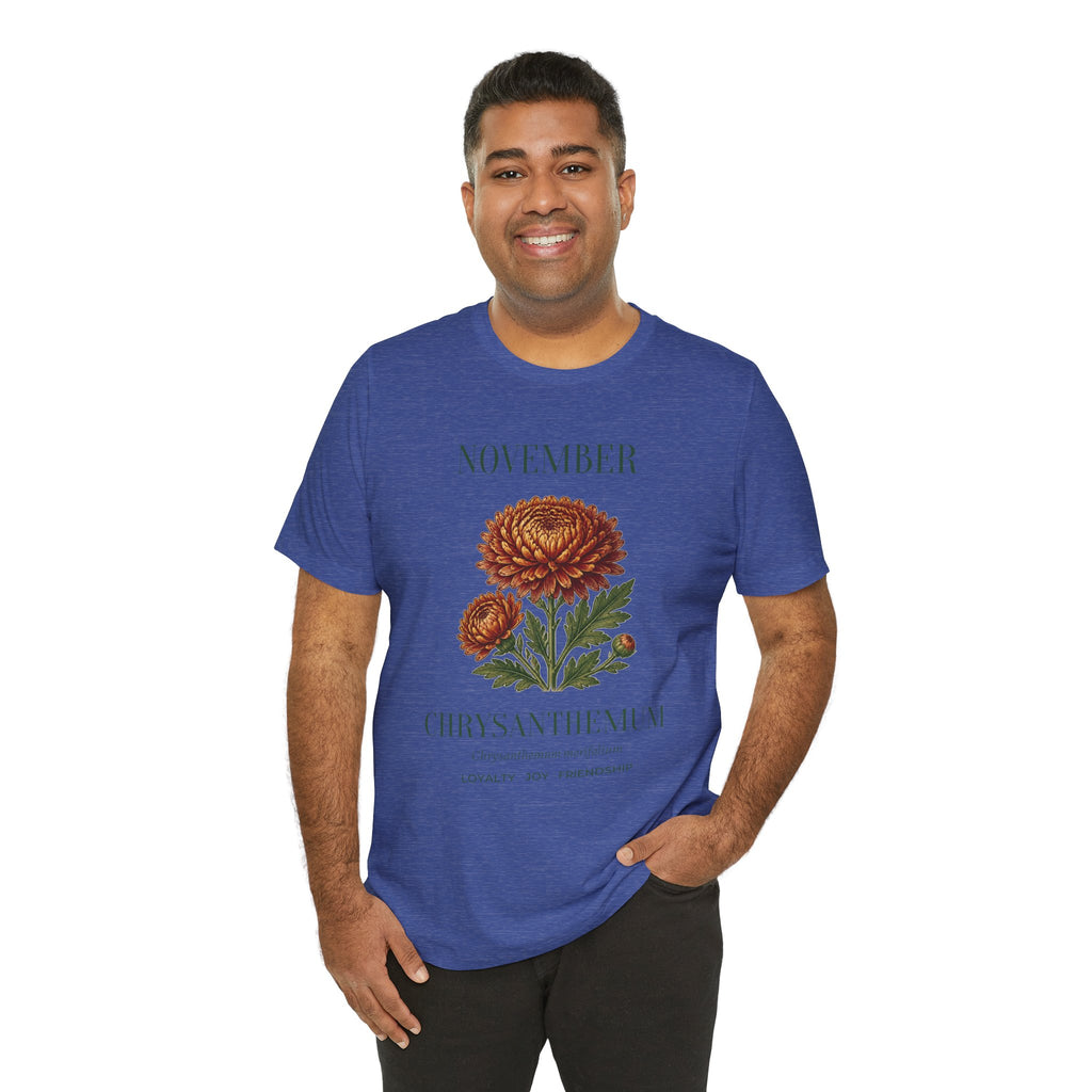 November Birth Flower Tee | Chrysanthemum Celestial Design | Birthday Gift