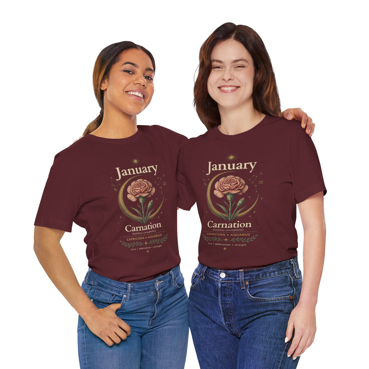January Birth Flower - Carnation T-Shirt — Birth Month Flower Tee