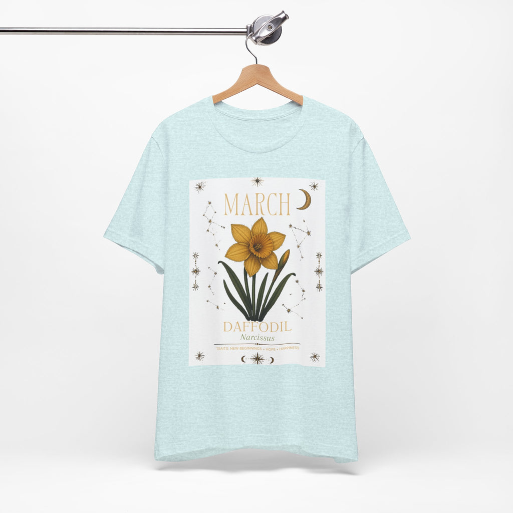 March Zodiac/Celestial aesthetics with birth flower — Birth Month Flower Tee