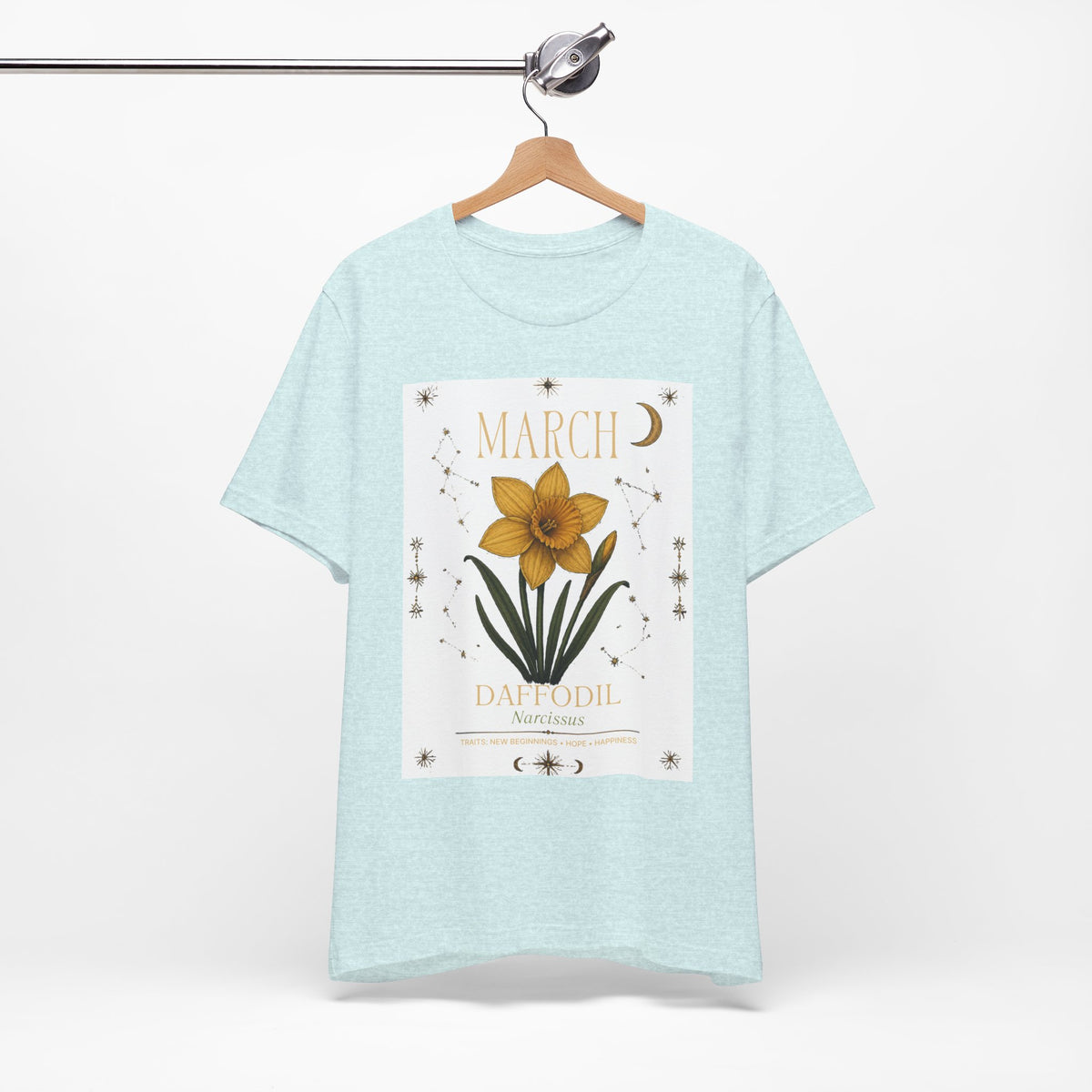 March Zodiac/Celestial aesthetics with birth flower — Birth Month Flower Tee