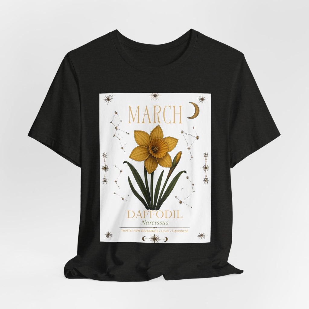 March Zodiac/Celestial aesthetics with birth flower — Birth Month Flower Tee