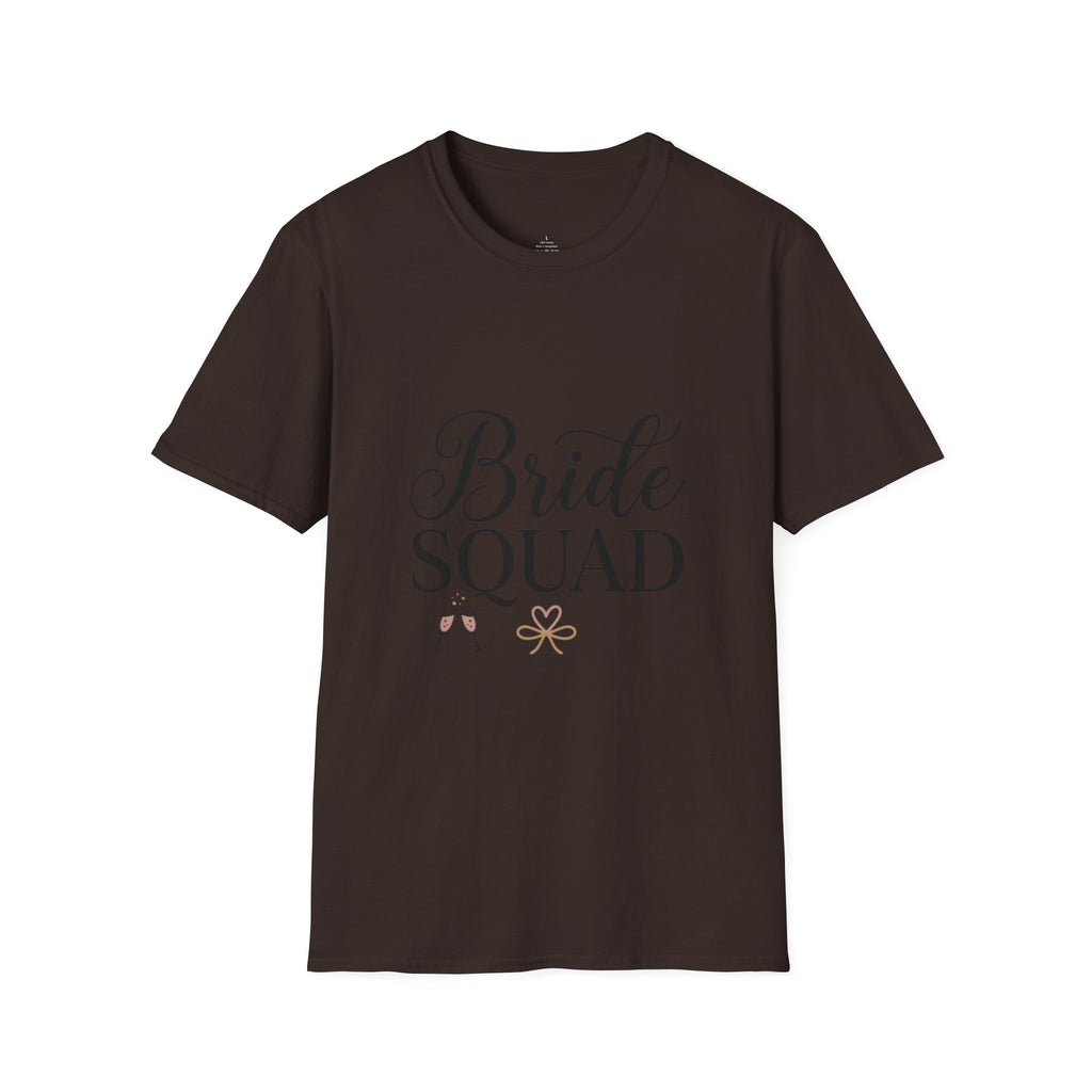 Bride Squad T-Shirt — Bachelorette Party Bridesmaid Tee with Champagne Icons