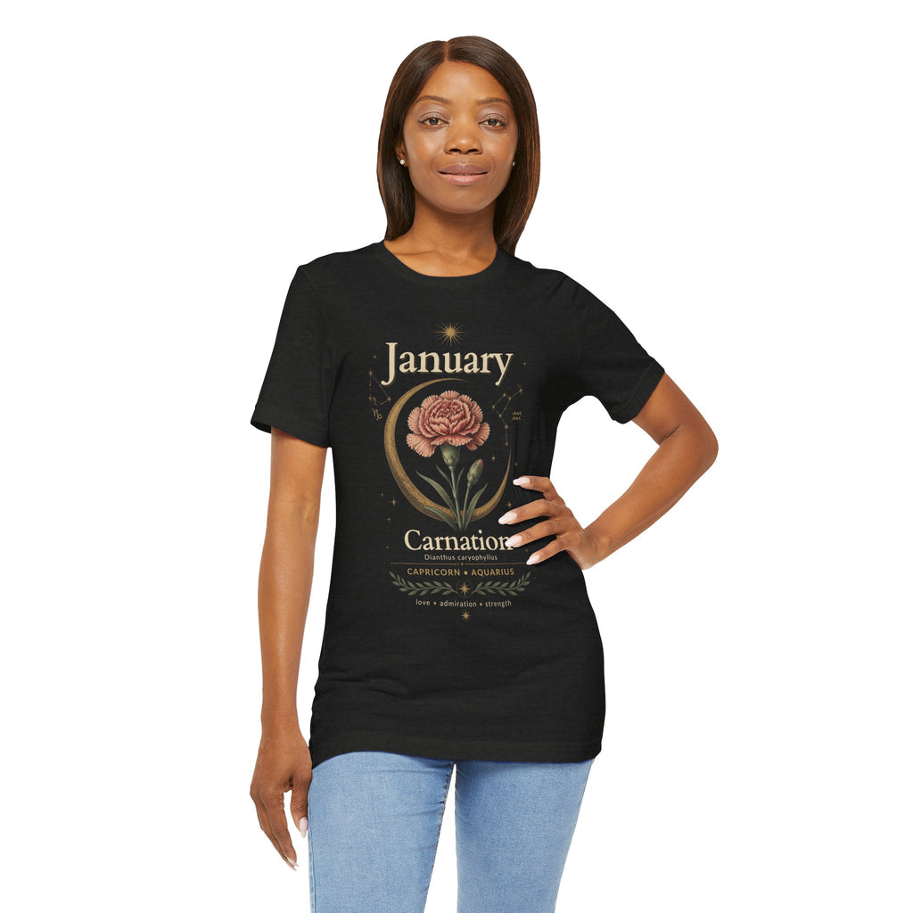 January Birth Flower - Carnation T-Shirt — Birth Month Flower Tee