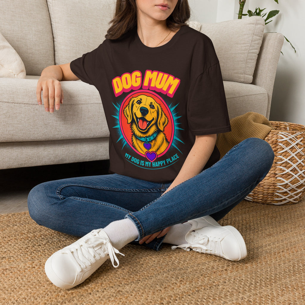 Dog Mum Golden Retriever T-Shirt | Cute Retro Dog Portrait, Pet Lover Tee