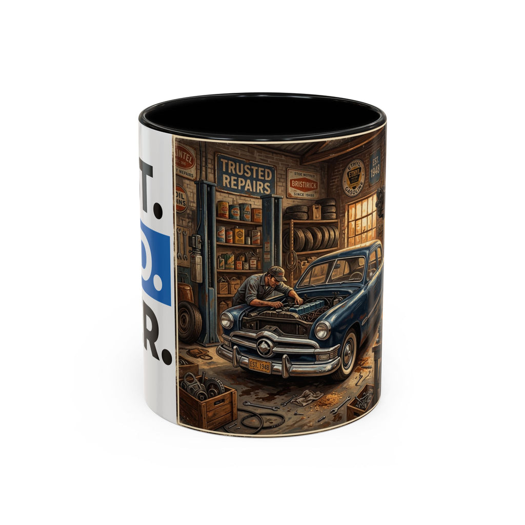 Vintage Dad Garage Mechanic Illustration Mug | Accent Coffee Mug