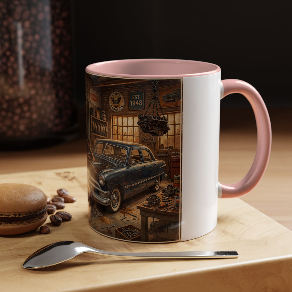 Vintage Dad Garage Mechanic Illustration Mug | Accent Coffee Mug