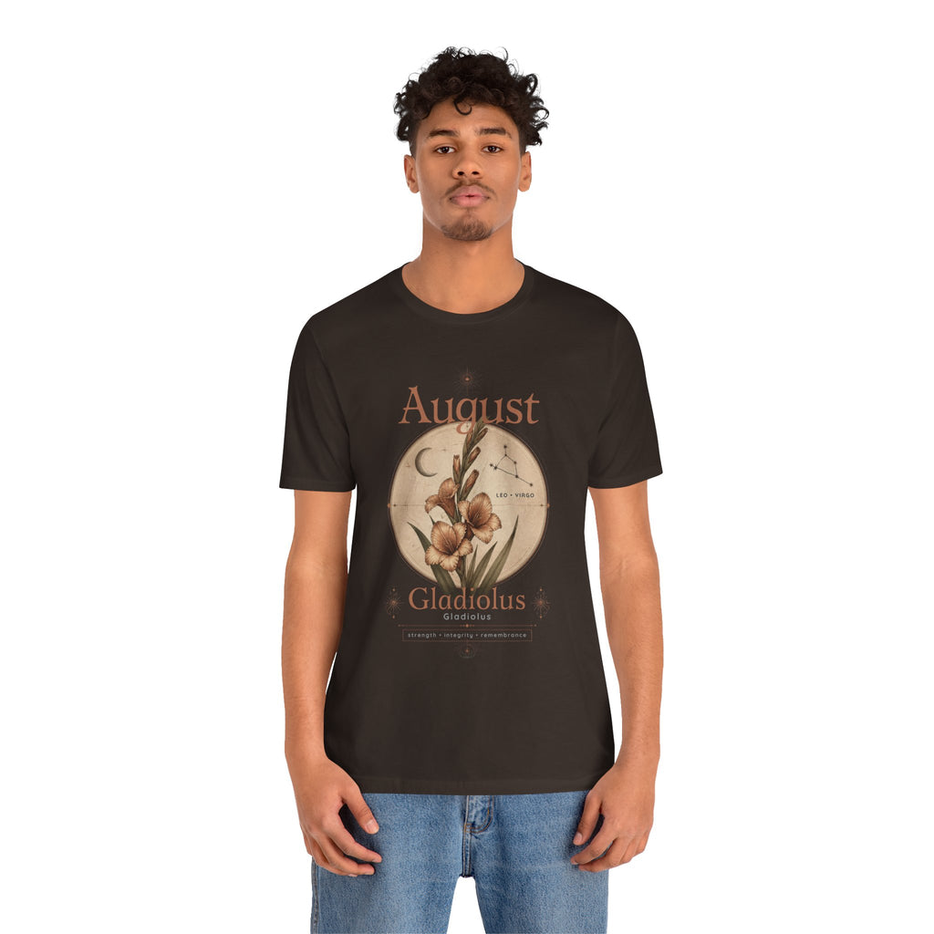 August Birth Flower Gladiolus Floral Tee