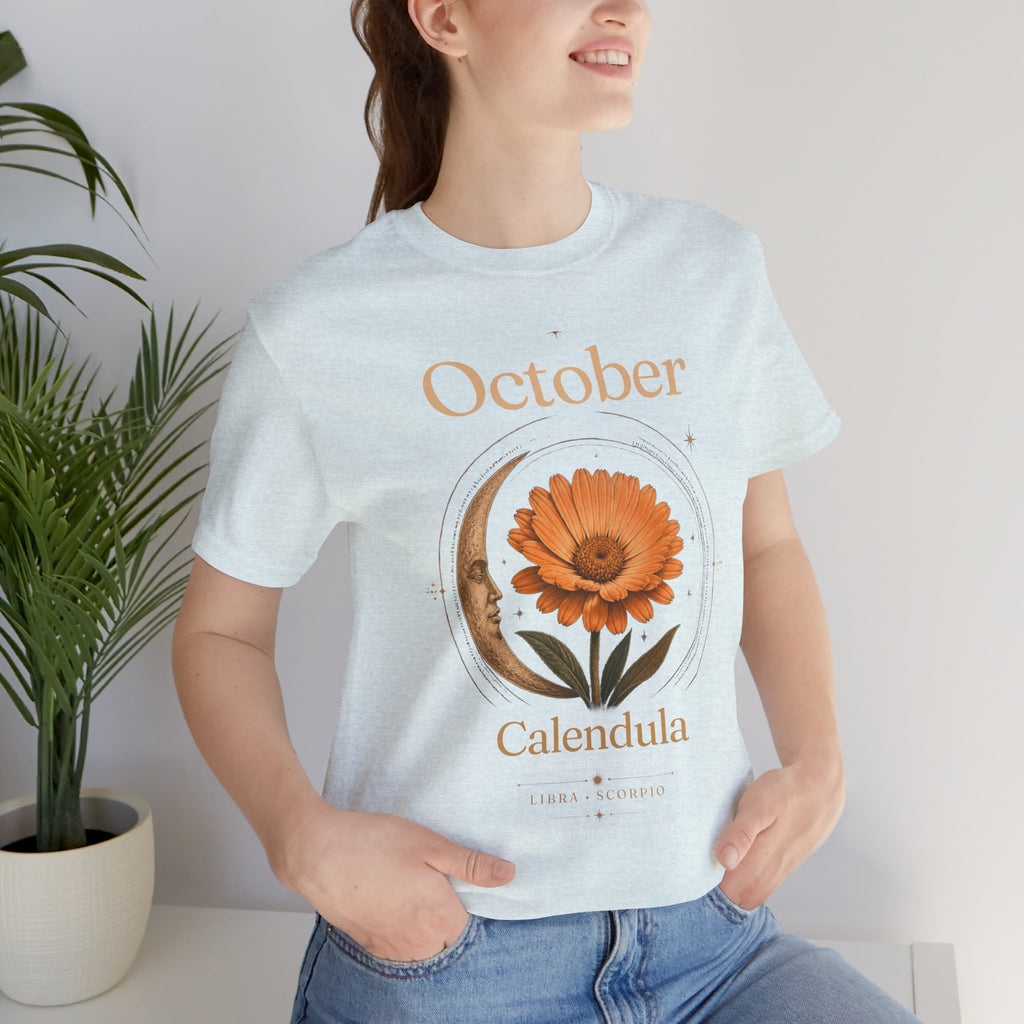 October Birth Flower Calendula T‑Shirt – Floral Birth Month Tee