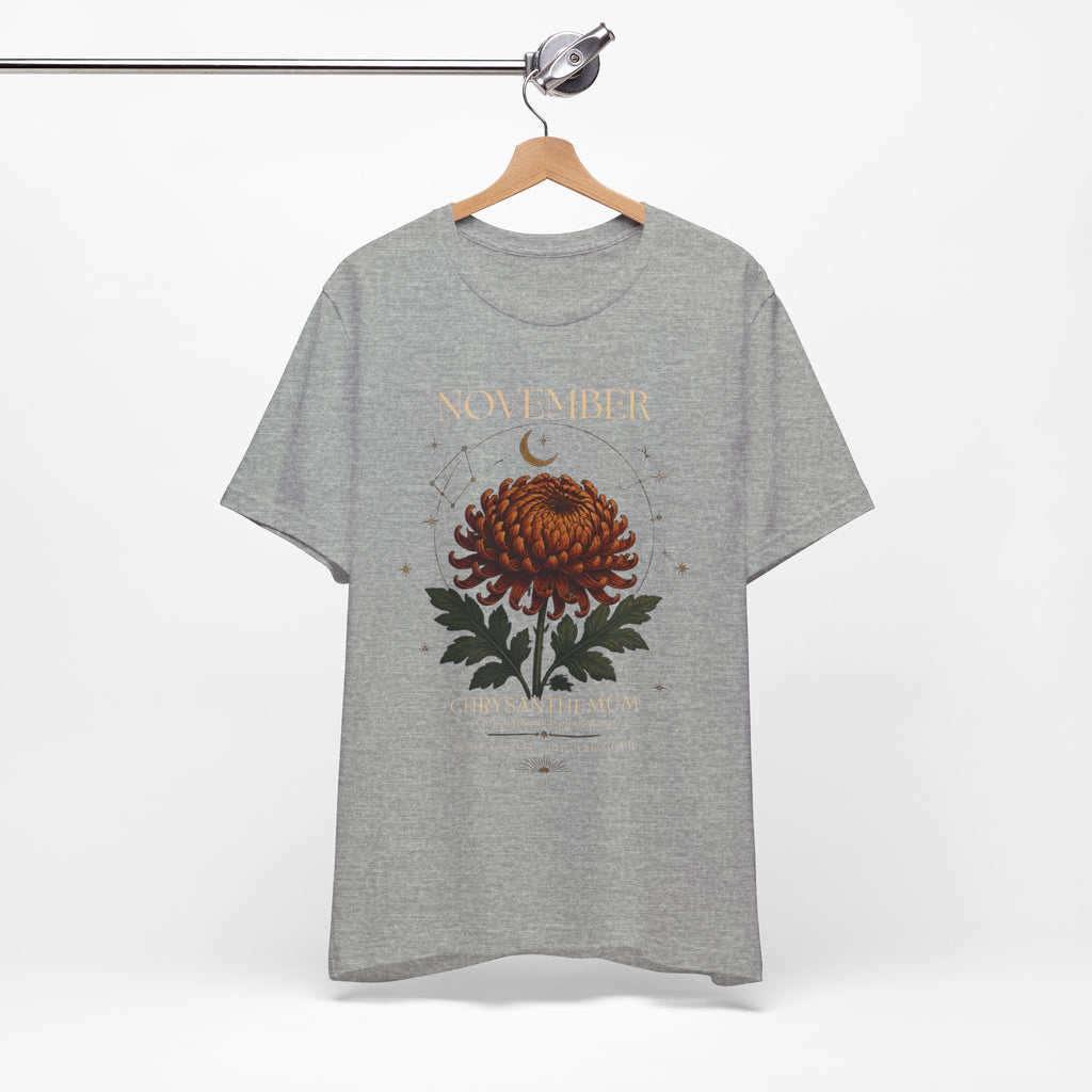 November Birth Flower Chrysanthemum Tee — Floral Birth Month T-Shirt