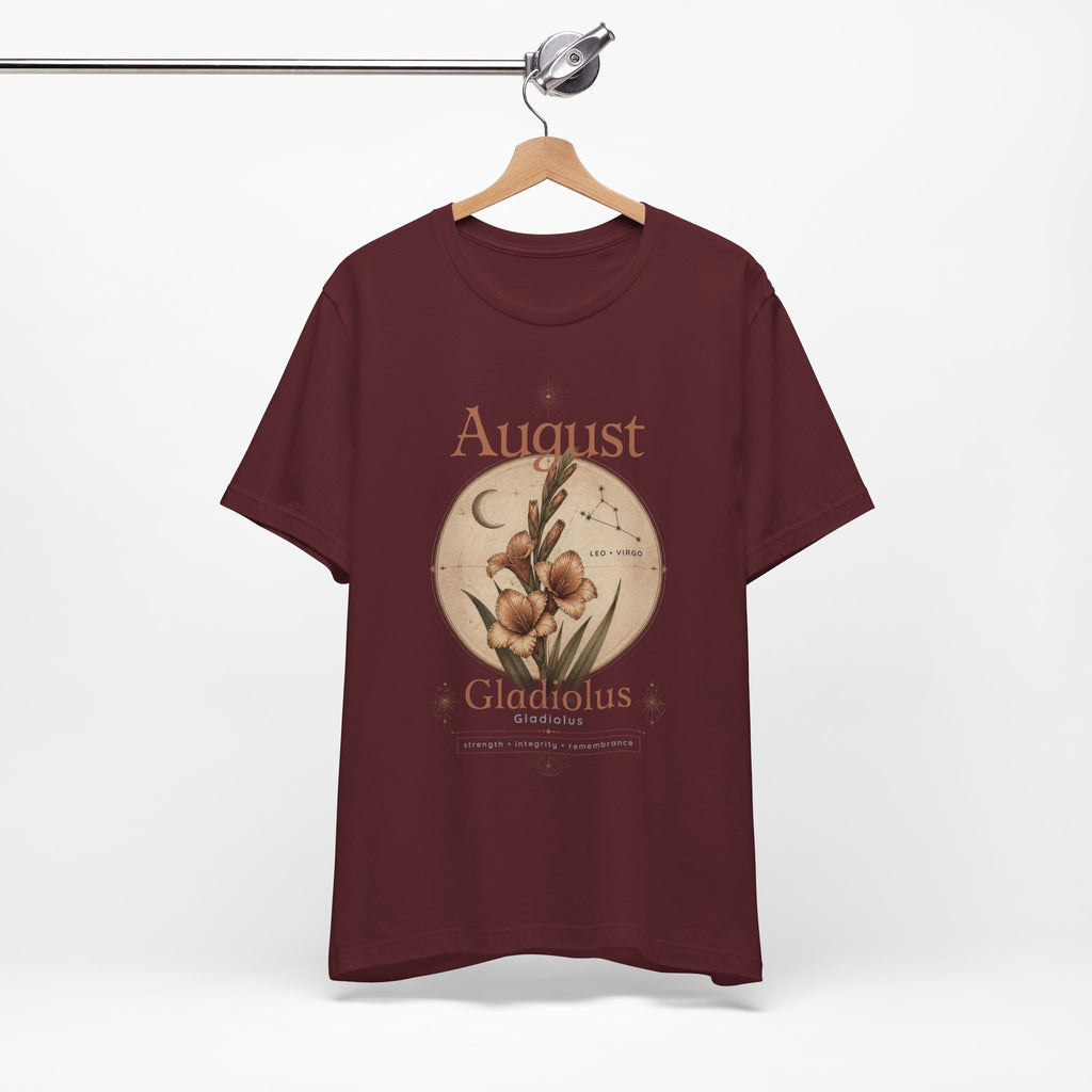 August Birth Flower Gladiolus Floral Tee