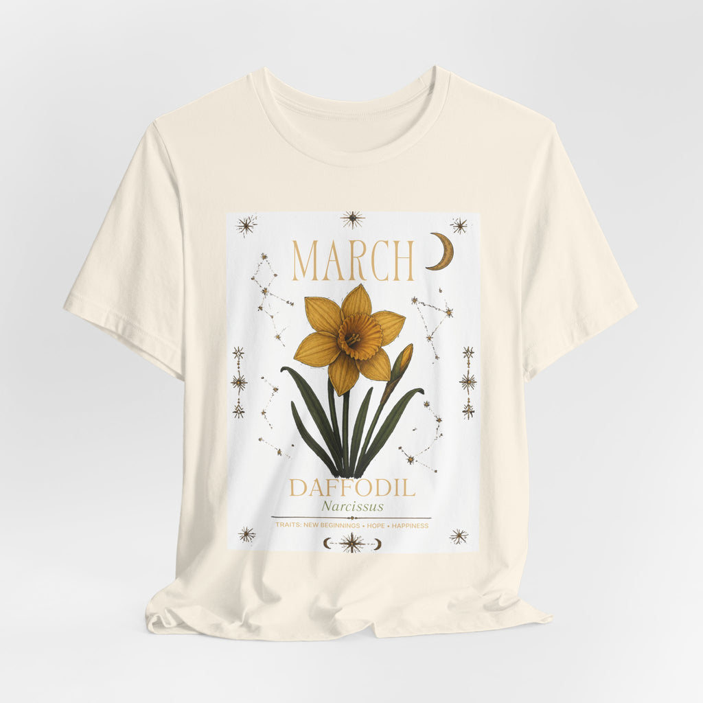 March Zodiac/Celestial aesthetics with birth flower — Birth Month Flower Tee