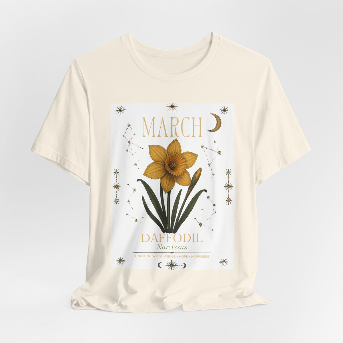March Zodiac/Celestial aesthetics with birth flower — Birth Month Flower Tee