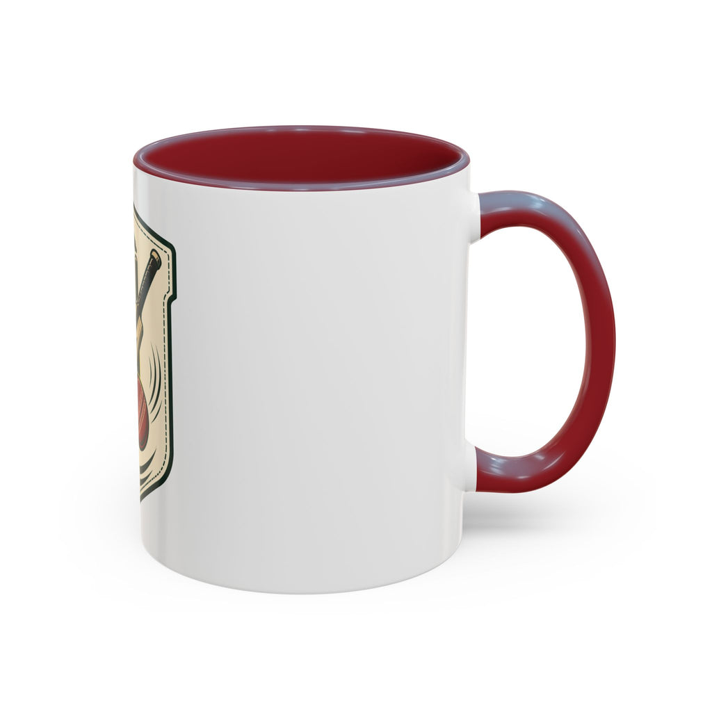 Cricket Crest Accent Mug — Vintage Bat & Ball Coffee Cup (11/15oz)