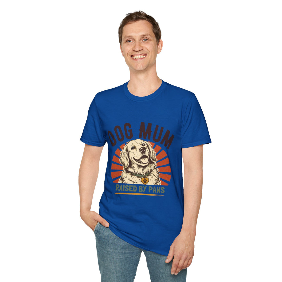 Dog Mum Raised By Paws T-Shirt | Golden Retriever Retro