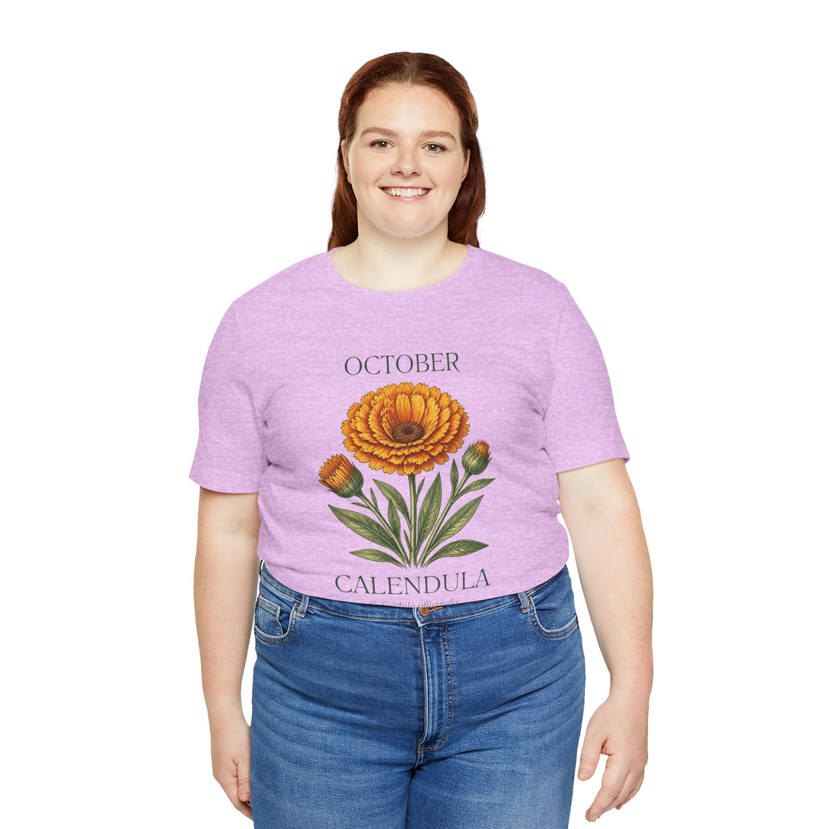 October Birth Flower Tee | Marigold & Cosmos Celestial Design | Birthday Gift